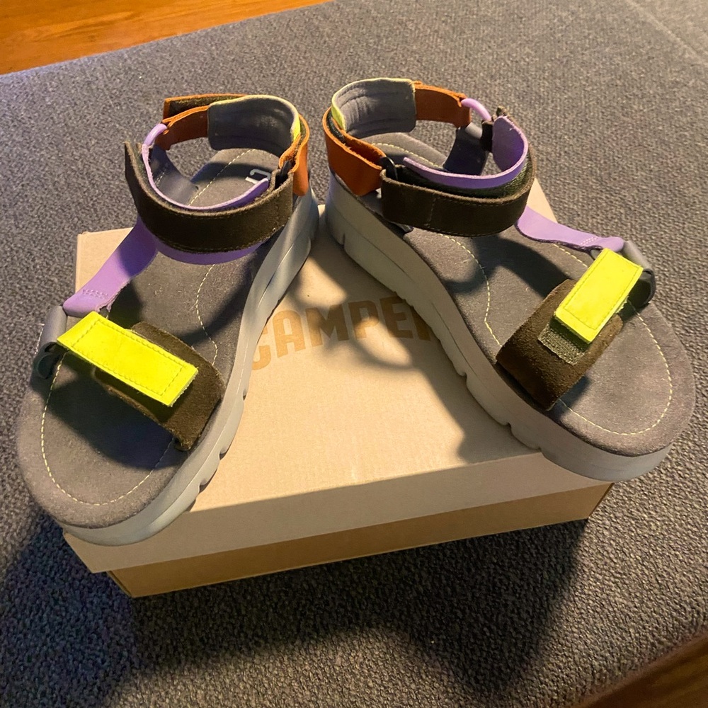 Camper multicolor platform sandal
